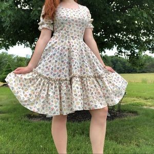 HANDMADE Vintage White Ruffle with Floral Dress!🤩